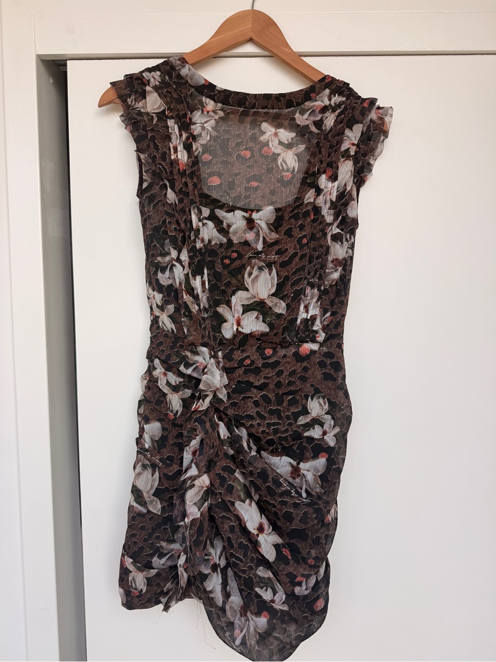 AllSaints Brown Floral Mesh Mini Dress